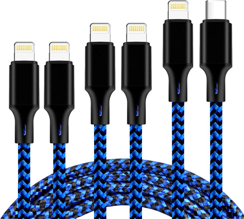 cugunu USB C to Lightning Cable 5 Pack 3/3/6/6/10FT, MFi Certified Power Delivery Fast Charging Cord for iPhone
