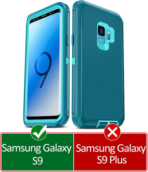 LeYi Compatible for Galaxy S9 Case, 3 in 1 Full Body Shockproof Rubber Dustproof Rugged Defender Protection Case (Teal