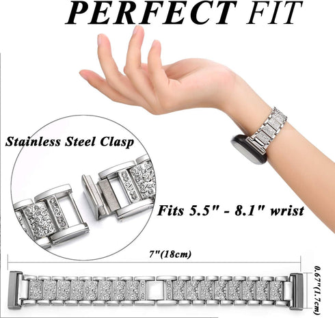 Bling Bands for Fitbit Sense 2/Sense/Versa 4/Versa 3 - Women Replacement Wristbands, Dressy Luxurious Bracelet for