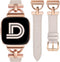 Wearlizer Leather Band for Fitbit Versa 2, Dressy Slim Leather Strap Wristband with D-Shape Metal Buckle
