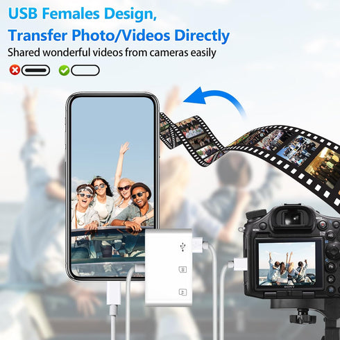 ADRUDY 3 3 1 14 13 12 SD Card Reader for iPhone iPad, SD Card Reader with SD/MicroSD/USB-A Slots, in Memory Card Reader