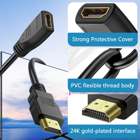 SAISN 3 2 Pack 1080P HDMI Extension Cable Feet, HDMI Extender Cable High Speed HDMI Male to Female Adapter Cable HDMI