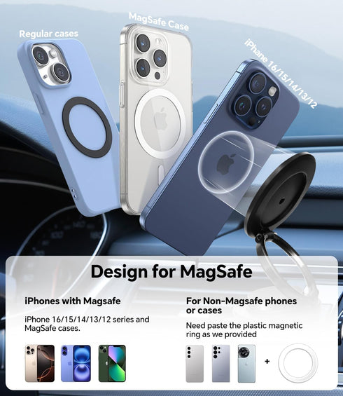 Miedecdel 360 96+LBS 2800gf Magnetic Phone Holder for MagSafe, Adjustable Car Phone Mount with Strongest Suction