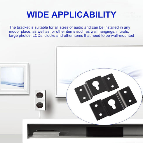 uxcell 5 Pcs Wall-Mounted Speaker Hanging Brackets, 7cm Long Iron Hanger Plate Accessories for Surround Sound Box Audio