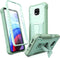 ExoGuard Rubber Shockproof Case for Moto G Power 2021, Built-in Screen Protector and Kickstand, Green