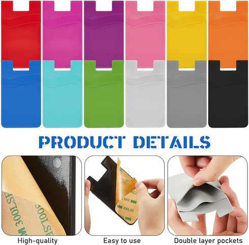 Fulmoon 36 Pack Phone Wallet Stick on, 2 Pocket Silicone Adhesive Credit Card Cell Phone Sleeves for