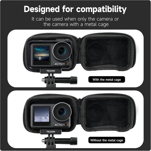 TELESIN Mini Carry Case Lens Protector for DJI Action 4/3 - Mini Protective Carrying Bag Half Zipper for Accessories