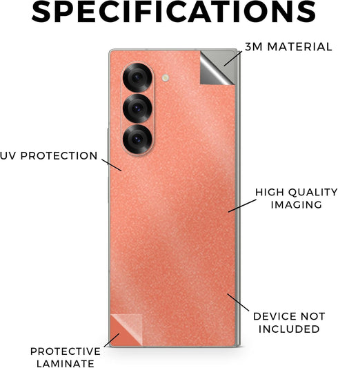 MIGHTY SKINS 6 3M Glossy Glitter Phone Skin Compatible with Samsung Galaxy Z Fold - Solid Salmon - Premium Vinyl