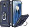 TJS Phone Case for Samsung Galaxy J7, Blue Metal Ring Magnetic Support Protector Cover