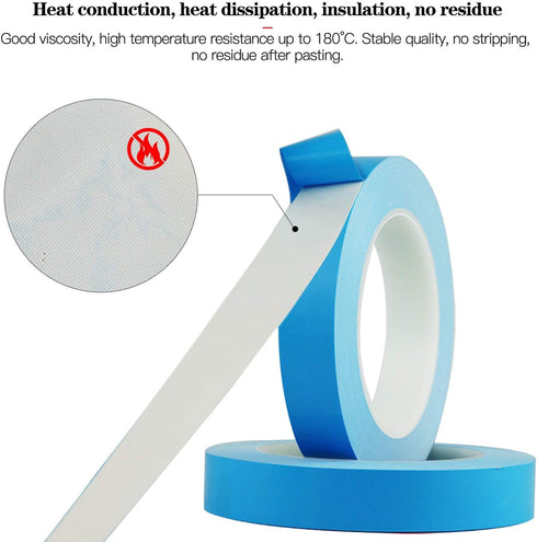 Thermal Adhesive Tape, 25m x 30mm x 0.20mm Double Side Thermal Tapes for Cooling Heatsink Pad Applications
