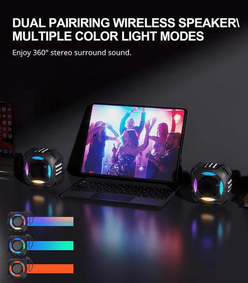 Waterproof Bluetooth Speaker IPX7, Portable Shower Speaker with Dynamic Lights and 24H Playtime
