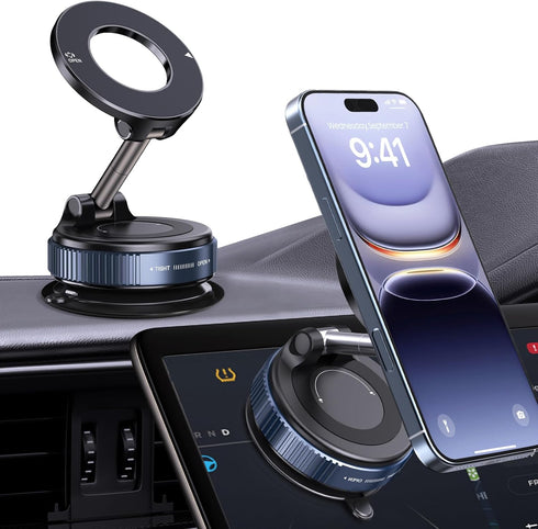 Lunturn 360 Rotatable Vacuum Magnetic Phone Holder, Foldable and Retractable Suction Cup Car