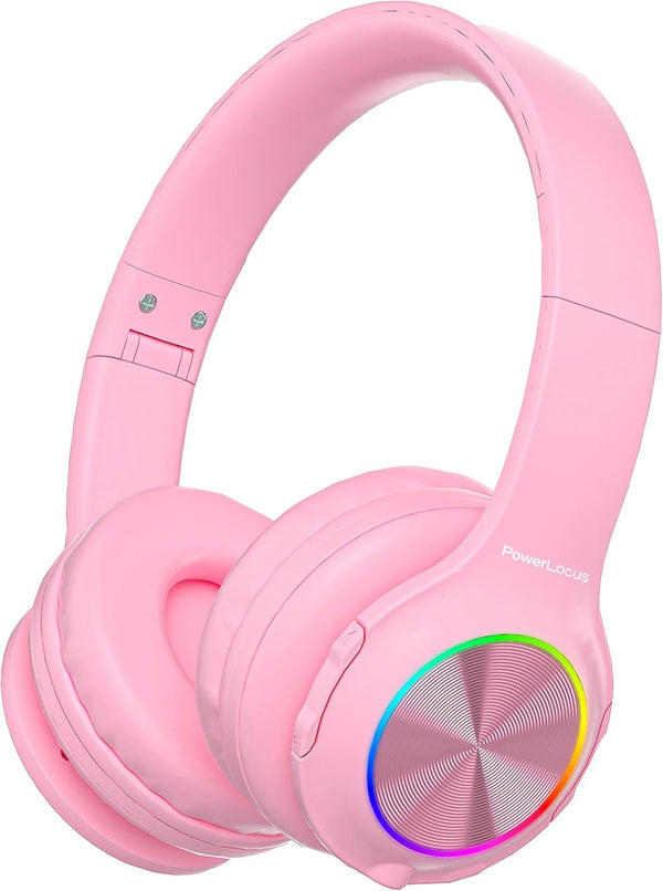 PowerLocus PLED Kids Bluetooth Headphones - Wireless Headphones with LED Lights, Safe Volume, Hi-Fi Stereo, Built-in Mic