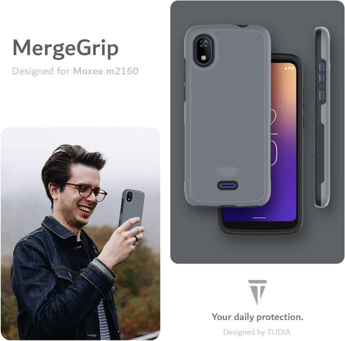 TUDIA DualShield Grip Phone Case for Moxee M2160, MergeGrip Shockproof Military Grade Slim Dual Layer Tough Protection