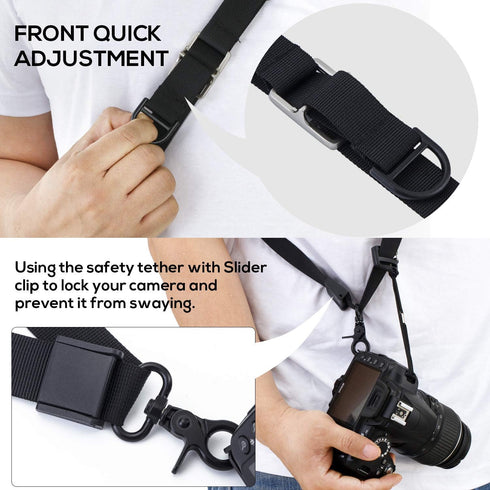 waka Adjustable Camera Neck Strap with Quick Release, Safety Tether for Nikon Canon Sony DSLR