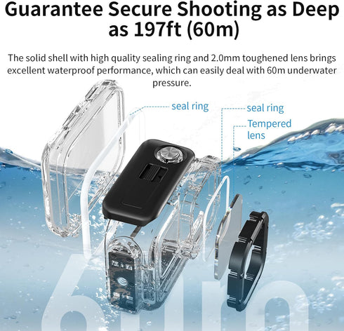 Waterproof Case for Insta360 Ace Pro Action Camera, 60M/197FT Diving Housing Cover Shell
