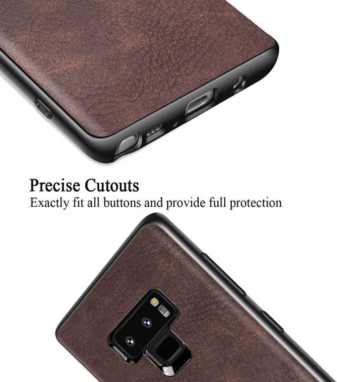 SALAWAT Slim PU Leather Case for Galaxy Note 9, Vintage Shockproof Phone Cover, Dark Brown