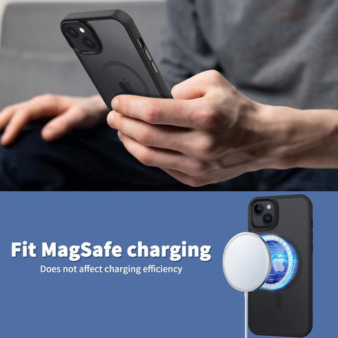 CACOE Matte Black Magnetic Case for iPhone 13 & 14 (6.1") - Shockproof, Anti-Fingerprint, MagSafe & Car Mount
