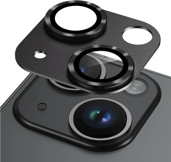Korecase Metal Tempered Glass Camera Lens Protector for iPhone 14/14 Plus - Black, Rear Case Friendly Cover Film