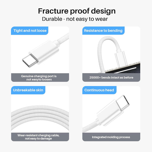 USB A to USB C Car Carplay Woven Cable, 5 FT USB 3.2 Adapter Cord for iPhone 15, 15 Plus, 15 Pro/Pro Max, iPad Pro,