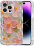 EYZUTAK iPhone 14 Pro Max Case - Colorful Retro Flower Print, Glossy TPU, Stylish Curly Wave Edge, Durable Protection -