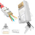 Shielded RJ45 Cat6A Cat7 Pass Through Connectors, 3 Prong 8P8C Gold Plated Modular Data Plug (30 Pack)