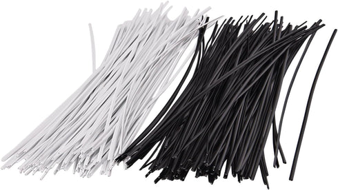 200 Piece Metallic Twist Cable Cord Wire Ties - Reusable Fastening (6 Inch, Black and White)
