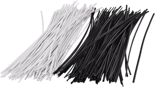 200 Piece Metallic Twist Cable Cord Wire Ties - Reusable Fastening (6 Inch, Black and White)