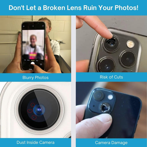 MEEFIX 2pcs/Set 15 Rear Camera Lens Replacement for iPhone Pro Max with Pre-Installed Adhesive & Heat Protective Films