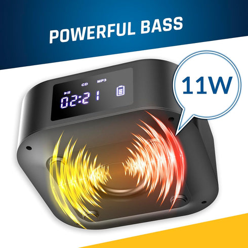 KLIM E1 MP3 Boombox - CD Player Portable Audio System + Extra BASS with Subwoofer + FM Radio, CD Bluetooth AUX USB +