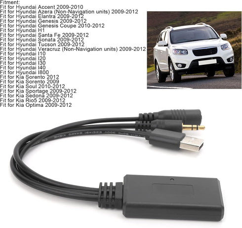 KIMISS Auto Bluetooth Cable AUX Microphone Adapter for Accent/Azera/Elantra, Professional Use Car AUX Adapter.