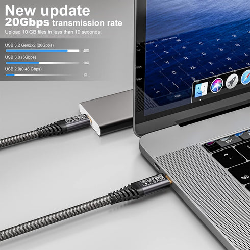 USB C to USB C Cable 10ft, Long USB C 3.2 Gen 2x2 Cable, USB C Monitor Cable 4K, 20Gbps Data Transfer 100W Fast Charging, Compatible with Oculus Quest, MacBook Pro, Acer, Dell, HP, Portable Monitor