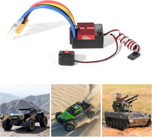 60A 2-3S 370 380 540 550 1/10 Brushed ESC Electronic Speed Controller Waterproof ESC for Brushed Motor Remote Control