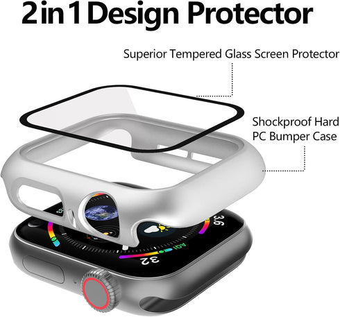 12 Pcs Hard PC Case Compatible for Apple Watch Series SE (2022) 6/5/4/SE 40mm with Tempered Glass Protector