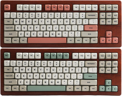 Retro 9009 Keycaps MA Profile for Mechanical Keyboard, 60% 65% 75%, Dye Sub PBT Keycaps Set, Gray Red Green