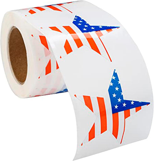 250 Patriotic American Flag Star Stickers for 4th of July, Memorial Day, Veteran's Day