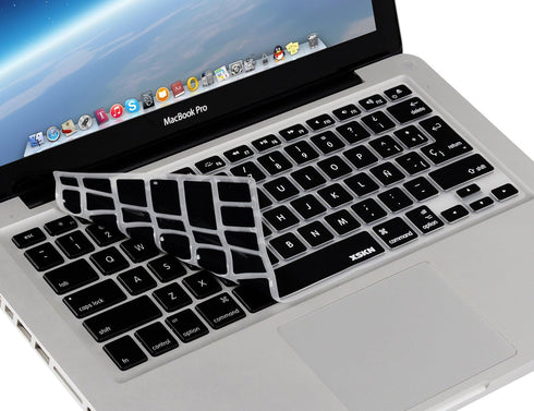 XSKN Spanish Language Silicone Keyboard Skin Cover for MacBook Air 13 & Pro 13 15 17 inch (Black)