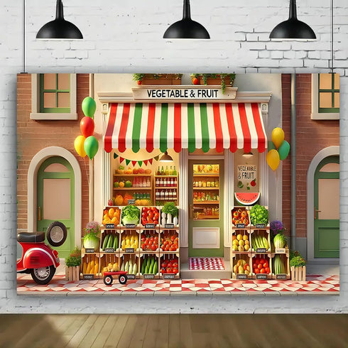 Generic 9 6feet) Vegetables Fruits Shop Backdrop Fresh Fruit Shelves Organic Food Vegetables Photography Background
