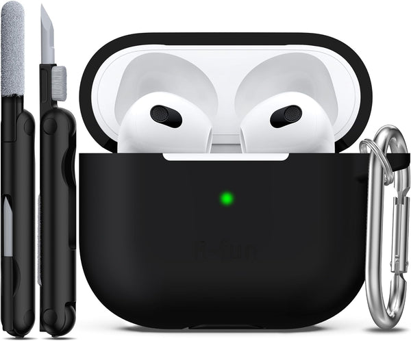 R-fun Compatible with AirPods 3 Case Cover, Silicone Protective Skin with Keychain for Apple AirPod 3rd Generation 2021