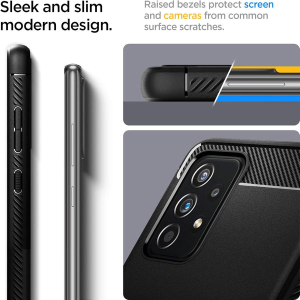Spigen Rugged Armor Case for Galaxy A52 5G (2021), Matte Black Protective Cover