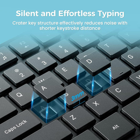 Lovaky MK98 Wireless Keyboard, 2.4G Ergonomic Full Size PC Keyboard with Numeric Keypad for Laptop, Desktop