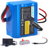 Qwenoer 24V 2.6Ah Lithium Battery, 24V Rechargeable Li-ion Battery with Charger, Bare Leads