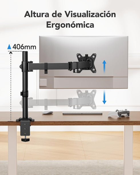 HUANUO 13-32 17.6 lbs, 16 Grommet 75x75mm 100x100mm Single Monitor Mount, Monitor Arm for Monitors up to Adjustable