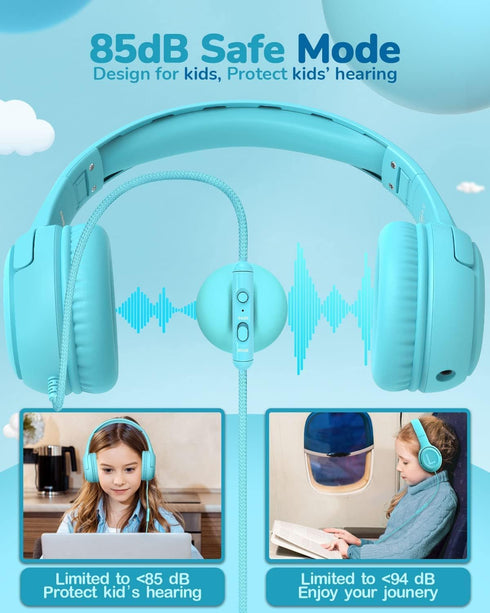 85/94dB Headset 3.5mm Headsets awatrue Toddler Kids Headphones Wired - Headphones for Kids Volume Limit Jack Adjustable