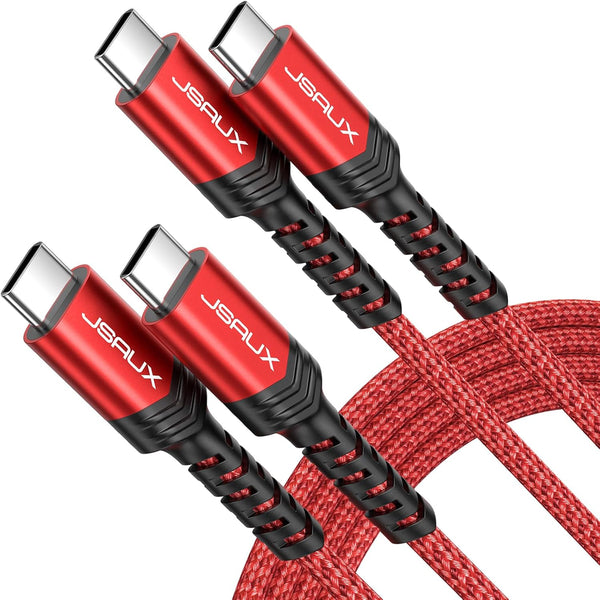 JSAUX 100W USB C to USB C Cable 10FT+10FT 2-Pack, 5A Fast Charging for iPhone 15, MacBook Pro/Air, Samsung S23, Pixel.
