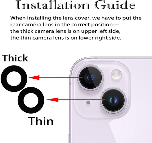 Dogxiong 2pcs/Set Rear Back Camera Glass Lens Replacement for iPhone 14 Plus, Glass Camera Lens Covers with Adhesive