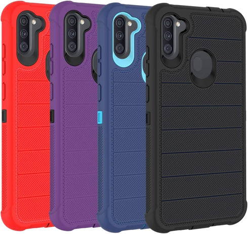 Samsung Galaxy A11 Phone Case, Cobalt Blue/Blue, Heavy Duty 3 Layer Shock Proof Protective Cover with HD Screen