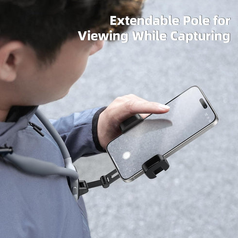 Neck Phone Holder POV/Vlog Mount, Hands-Free Phone Neck Holder with Clip and Chest Strap for Video Recording