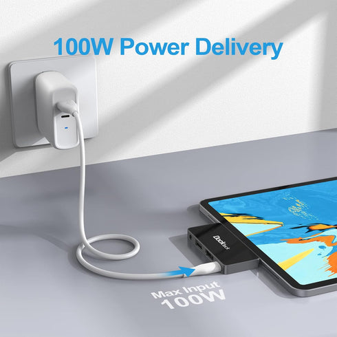 USB C Hub Adapter for iPad Pro 2021 2020 2018, 4 in 1 USB-C Hub with 100W Power Delivery