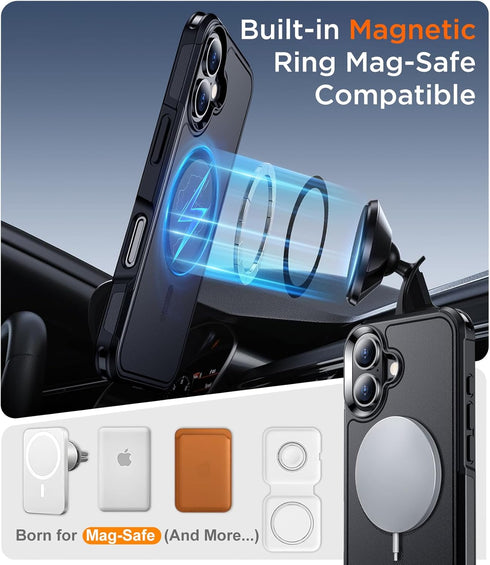 Temdan Designed for iPhone 16 Case Magnetic, Compatible with Magsafe, Military Grade Drop Protection, Tough Rugged Case